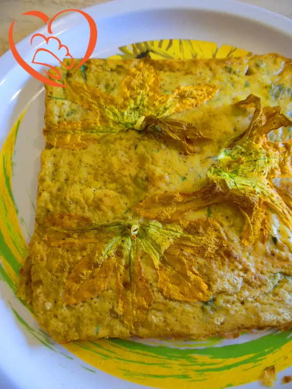 Frittata con fiori di zucca e formaggio