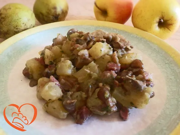 Funghi con speck e patate