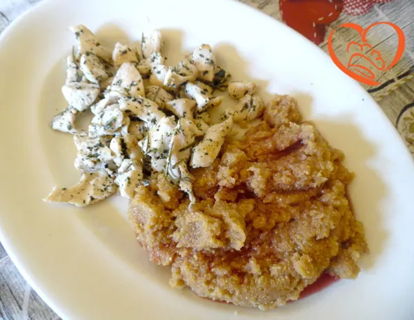 Spezzatino di tacchino con polenta al vino rosso