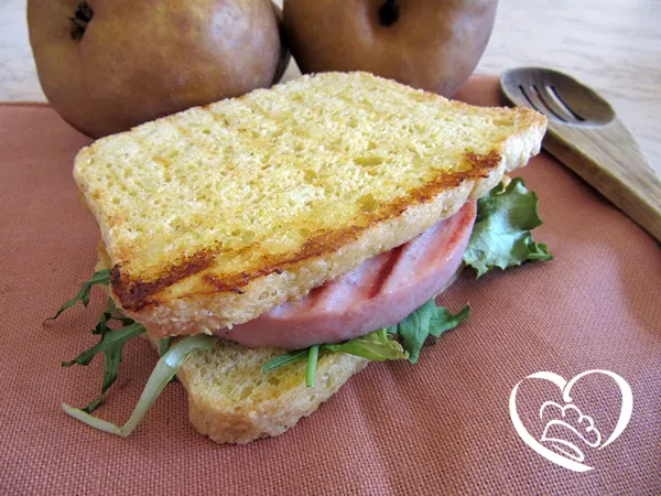 Toast con hamburger di cotto ed insalata