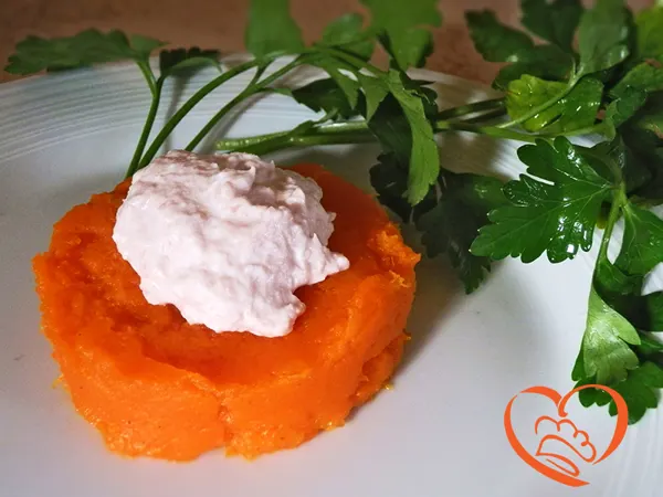 Tortino di zucca con mousse di prosciutto cotto