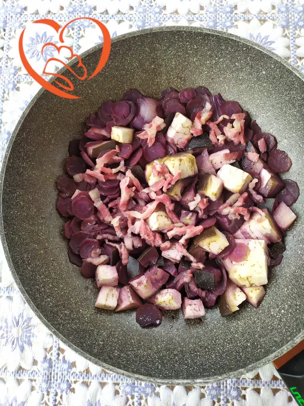 Carote viola e melanzane con pancetta